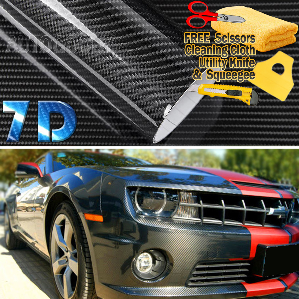 7D Premium Super Gloss Carbon Fiber Vinyl Film Wrap Bubble Free Air Release 6D
