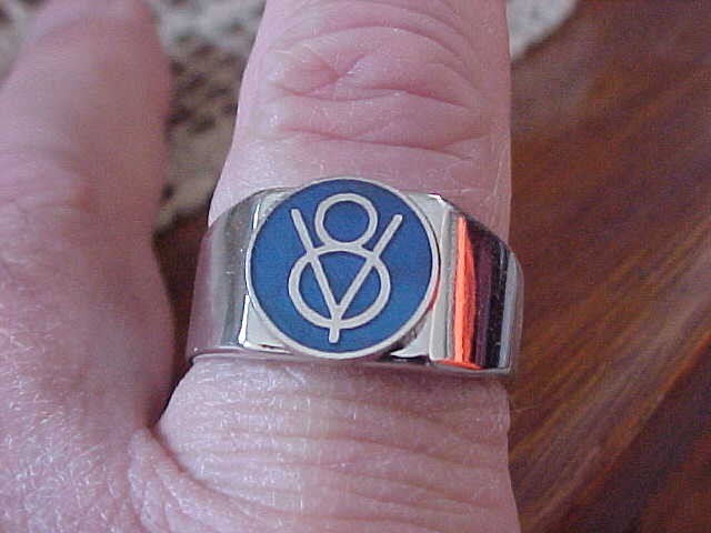 Classic Ford Car Blue V8 Chrome Ring Size #13 NOS Unique Logo Hi-Quality