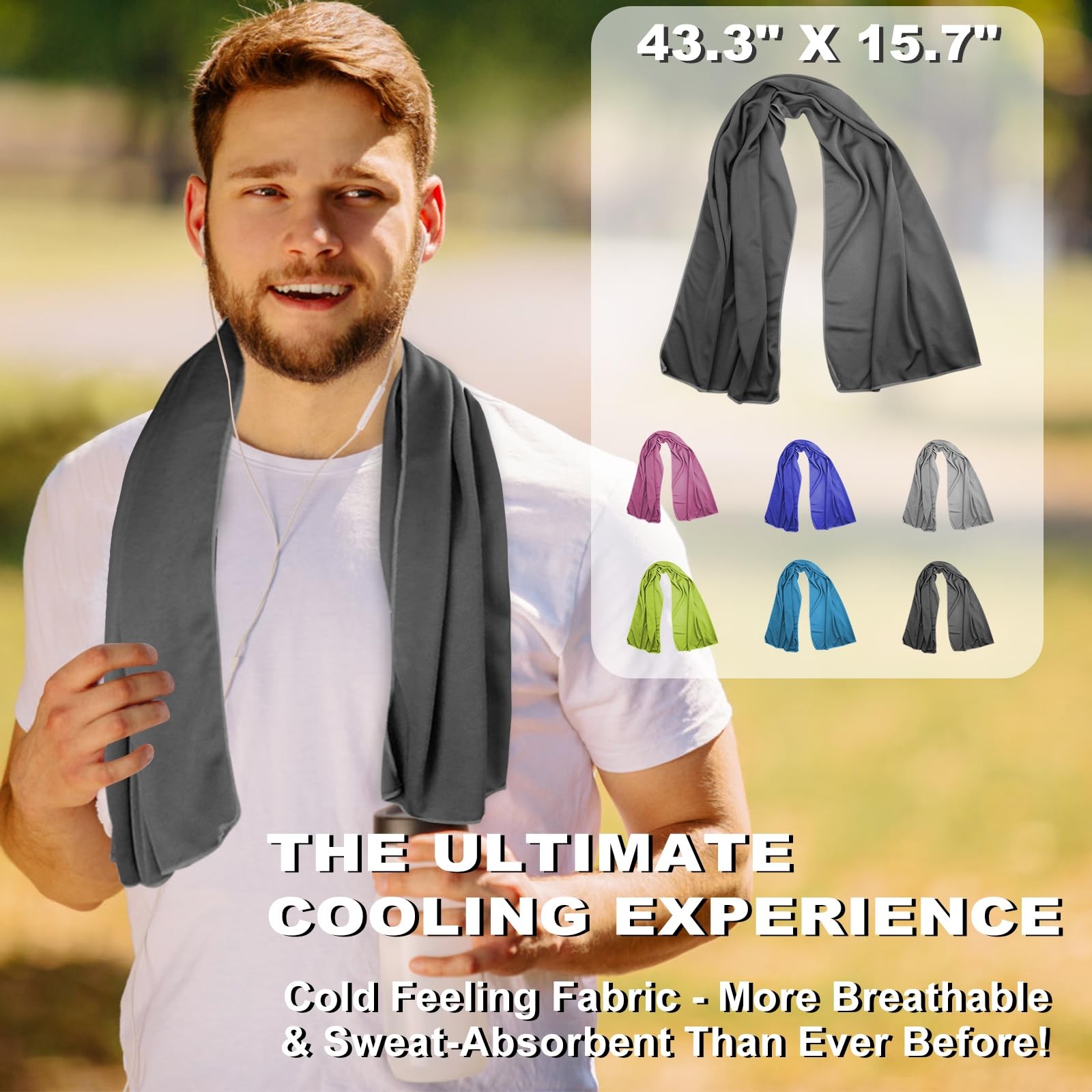 Cooling Towel Ice Cold Wrap for Neck Face Sports Gym Summer Heat