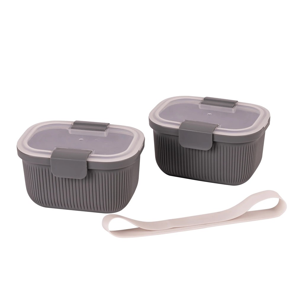 Mainstays Grey Rectangle Bento Snack Container, 19oz
