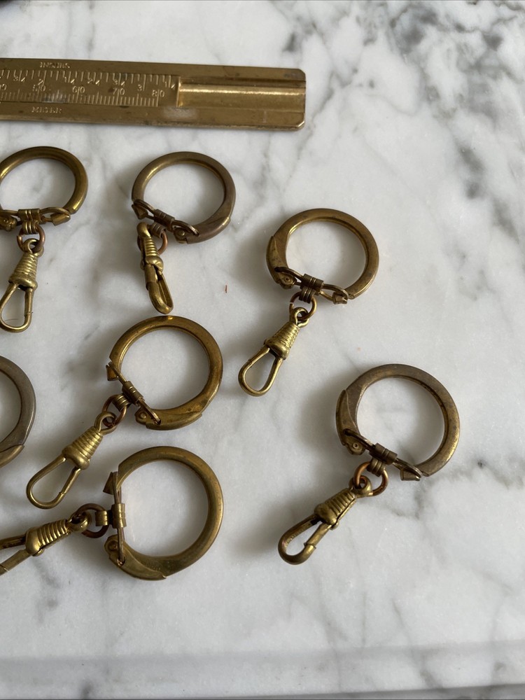12 VTG Solid Brass Key Rings