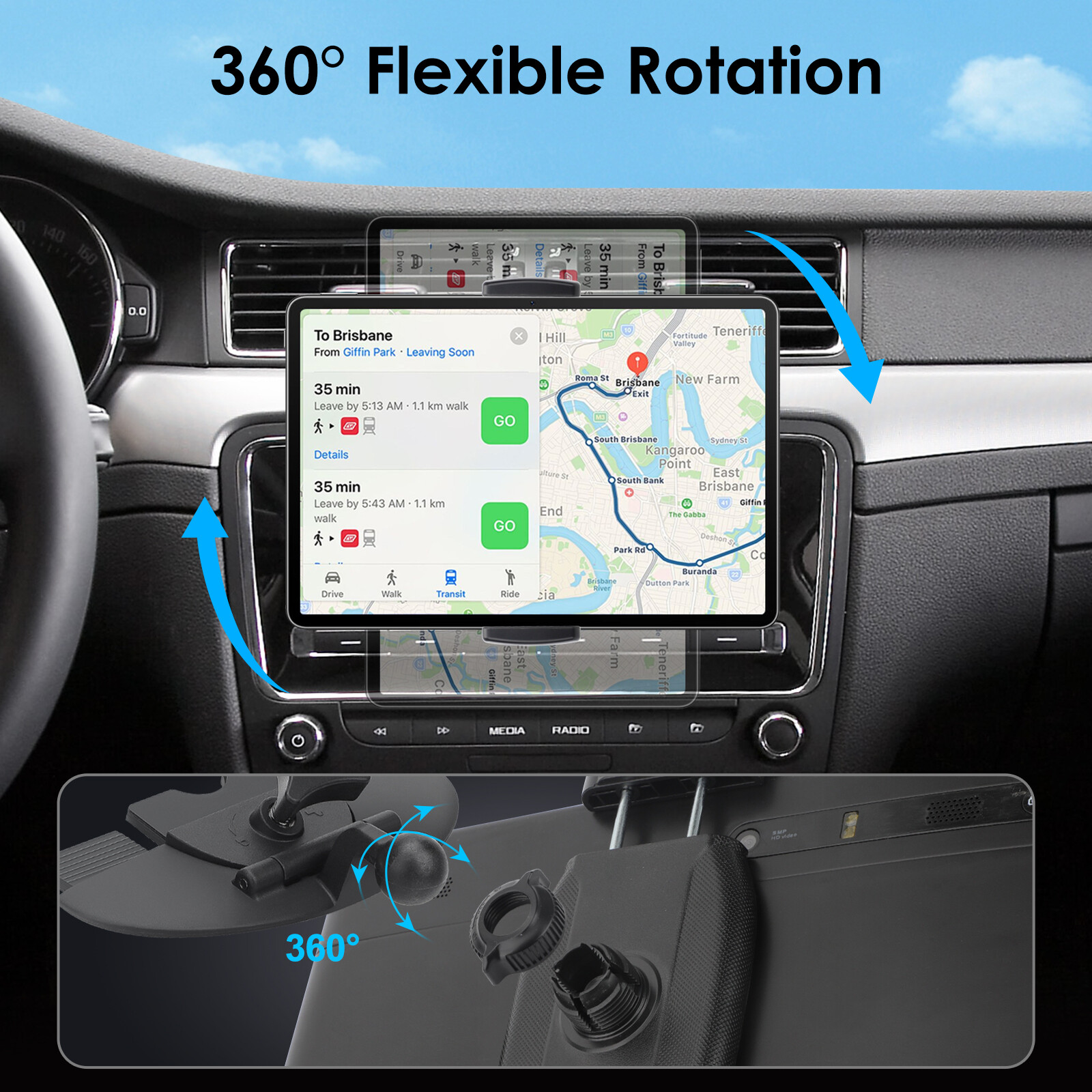 Car CD Player Slot Mount Holder Fit for 4.7-12.9in Tablets Mobile Phone GPS
