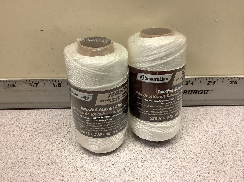 2-Pack SecureLine 325’ x #15 Twisted Mason Line, White 10lb Working Load