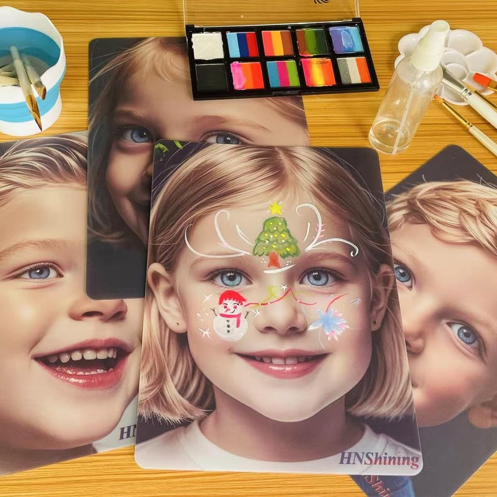 Face Painting Practice Board Reusable Exercise Template Makeup Tool 4 PCS