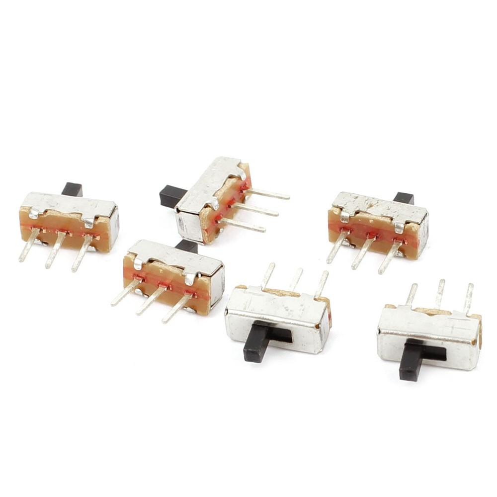 6Pcs 3Pin PCB Mounting 2 Position SPDT Horizontal Mini Slide Switch