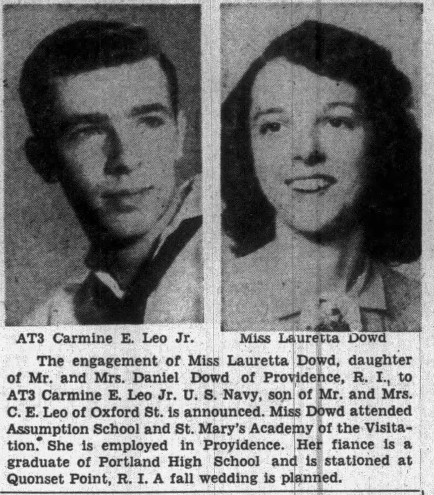 Navy Dog tags Named to AT2 Carmine Enrico Leo. Killed In Crash On June 29th 1955