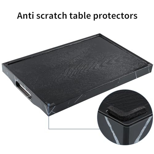 Plastic Serving Tray, Ottoman Tray with Cutout Handles, Medium Marble