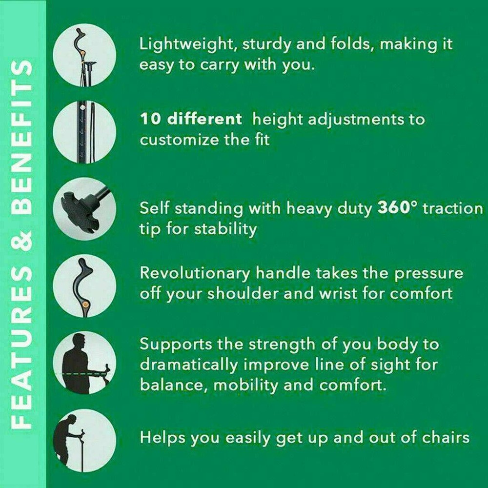 Retractable Posture Correcting Cane Folding Adjustable Safety Walking Cane Stick