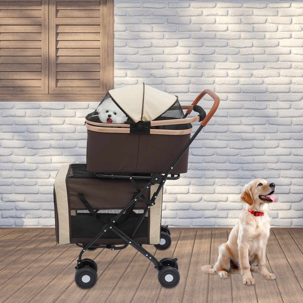 4-wheel Foldable Pet Stroller Adjustable Dog & Cat Stroller For Small&medium Dog