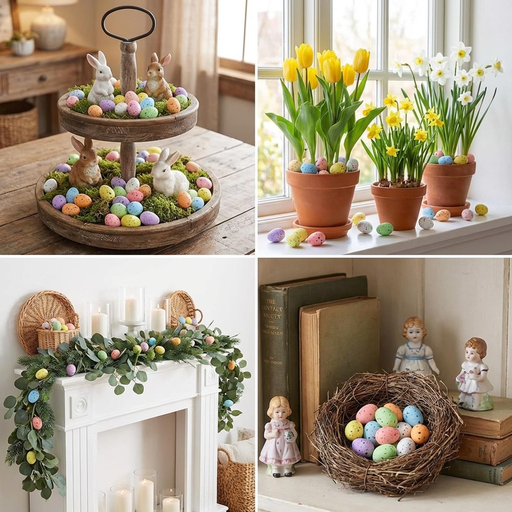 300 Pcs Mini Easter Eggs Speckled Foam Easter Eggs, 3 Sizes Artificial Easter...