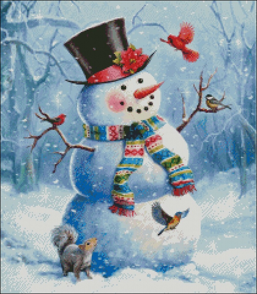 Snowy Perch - Chart Counted Cross Stitch Patterns Needlework DIY 14 ct Aida DMC
