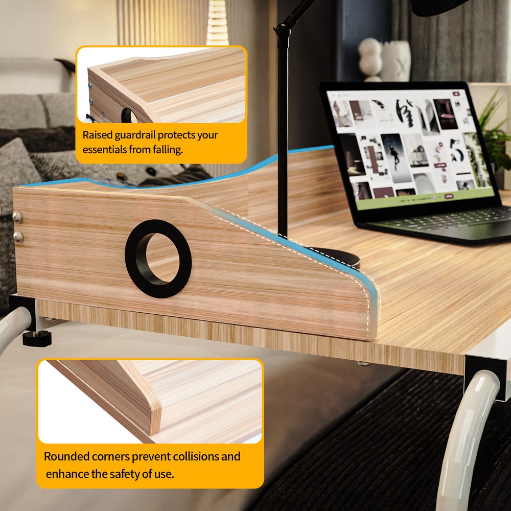 Home Office Desk,Mobile Adjustable Height&Width Cross-bed Stretchable Lazy Desk