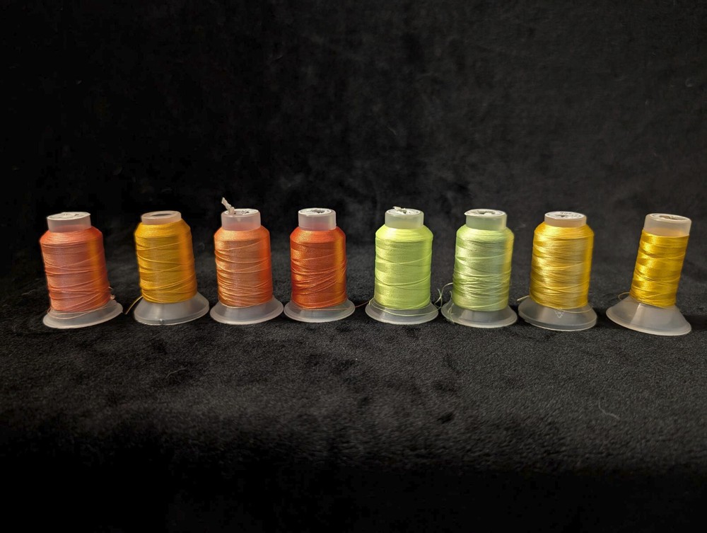 Machine Embroidery Thread Orange/Green/Yellow 8 Total