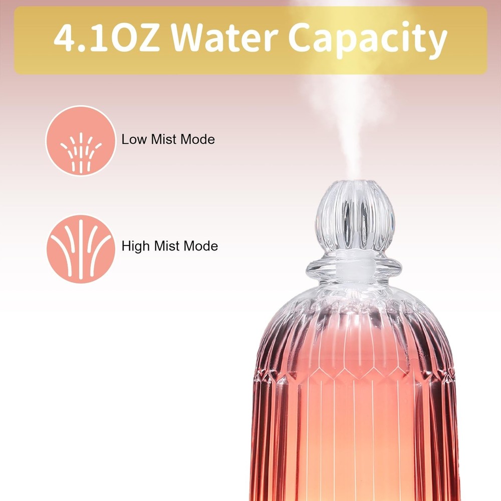 Glass Essential Oil Diffuser, Aroma Diffusers with Glass Cover & Pl... Fast Ship