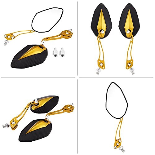 Universal Motorcycle Mirrors, Adjustable Side Mirrors, Rustproof Yellow