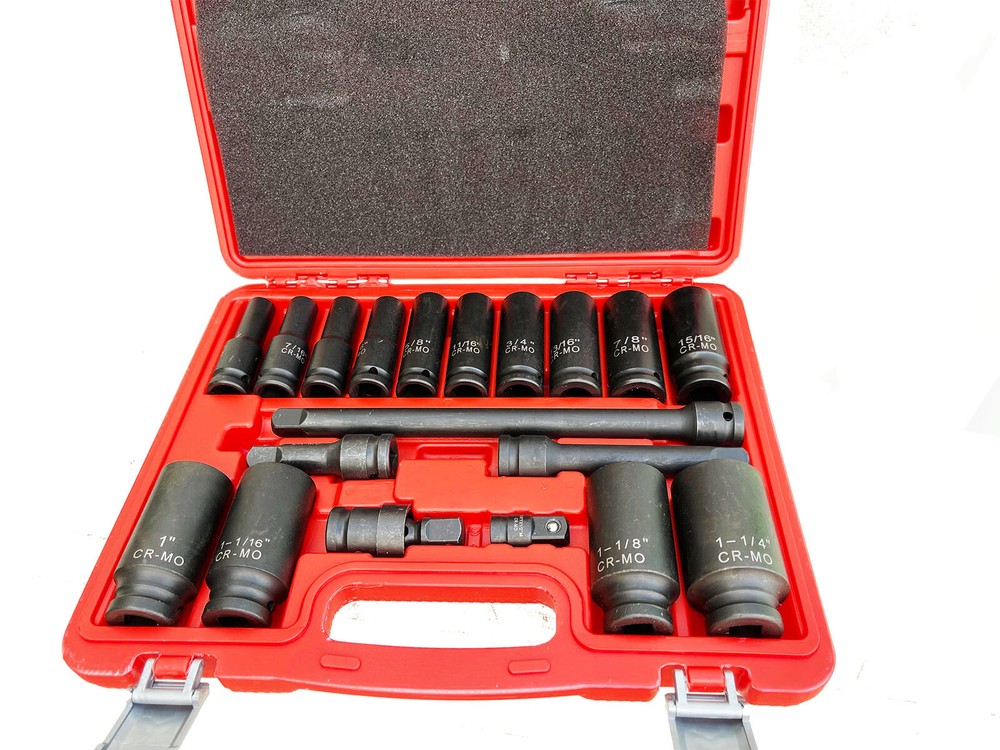 19PCS SAE 1/2" Dr. Deep Master Impact Socket Set w/ 3'' 5'' 10'' Extension Bar