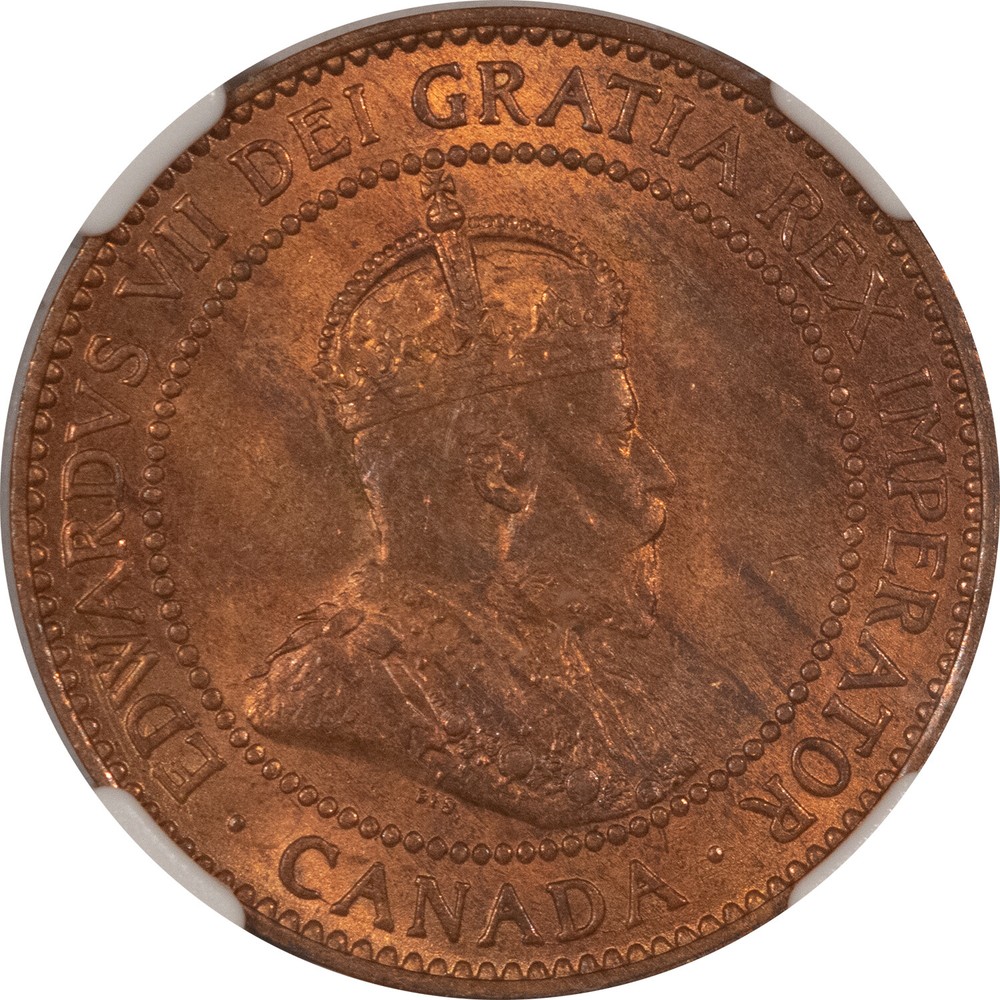 CANADA 1910 LARGE CENT, KM-8 - NGC MS-64 RB