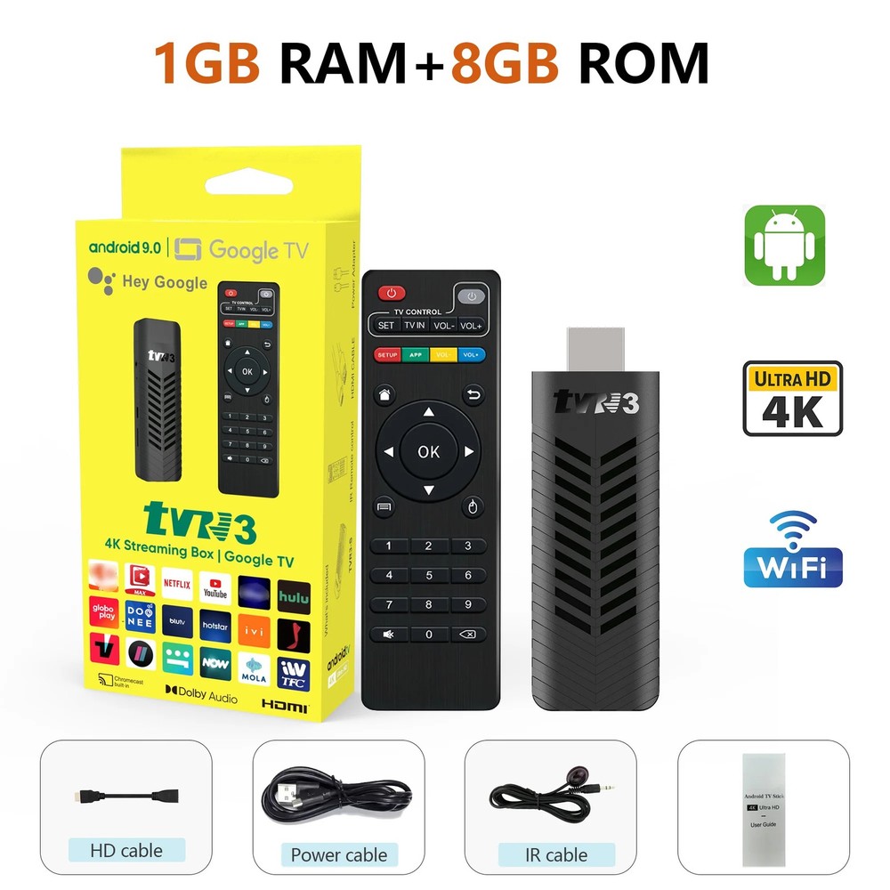 4K Mini TV Stick Android - Cortex A53, Wifi 2.4G, HDR10, Remote Control