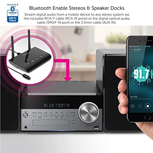 ALURATEK BLUETOOTH AUDIO RECEIVER AND TRANSMITTER WITH LOW LATENCY - BLACK