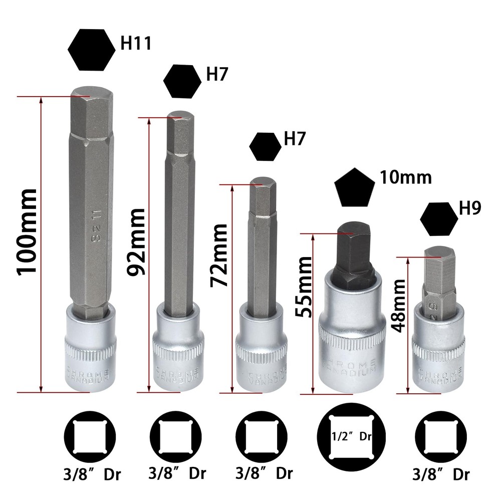 Yuesstloo 18PCS Brake Caliper Socket Set Kit, Adjusting Tools, 18pcs