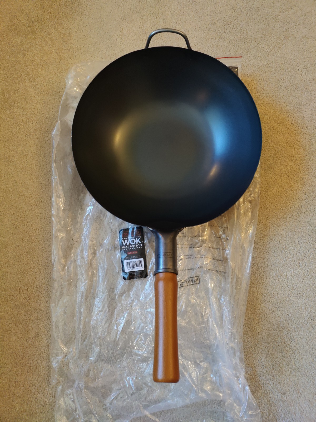 Yosukata 13.5" Carbon Steel Wok Pan - Flat Bottom - Excellent Condition