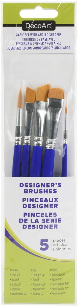 DecoArt Designer Series Brushes-Basics With Angled Shaders Set