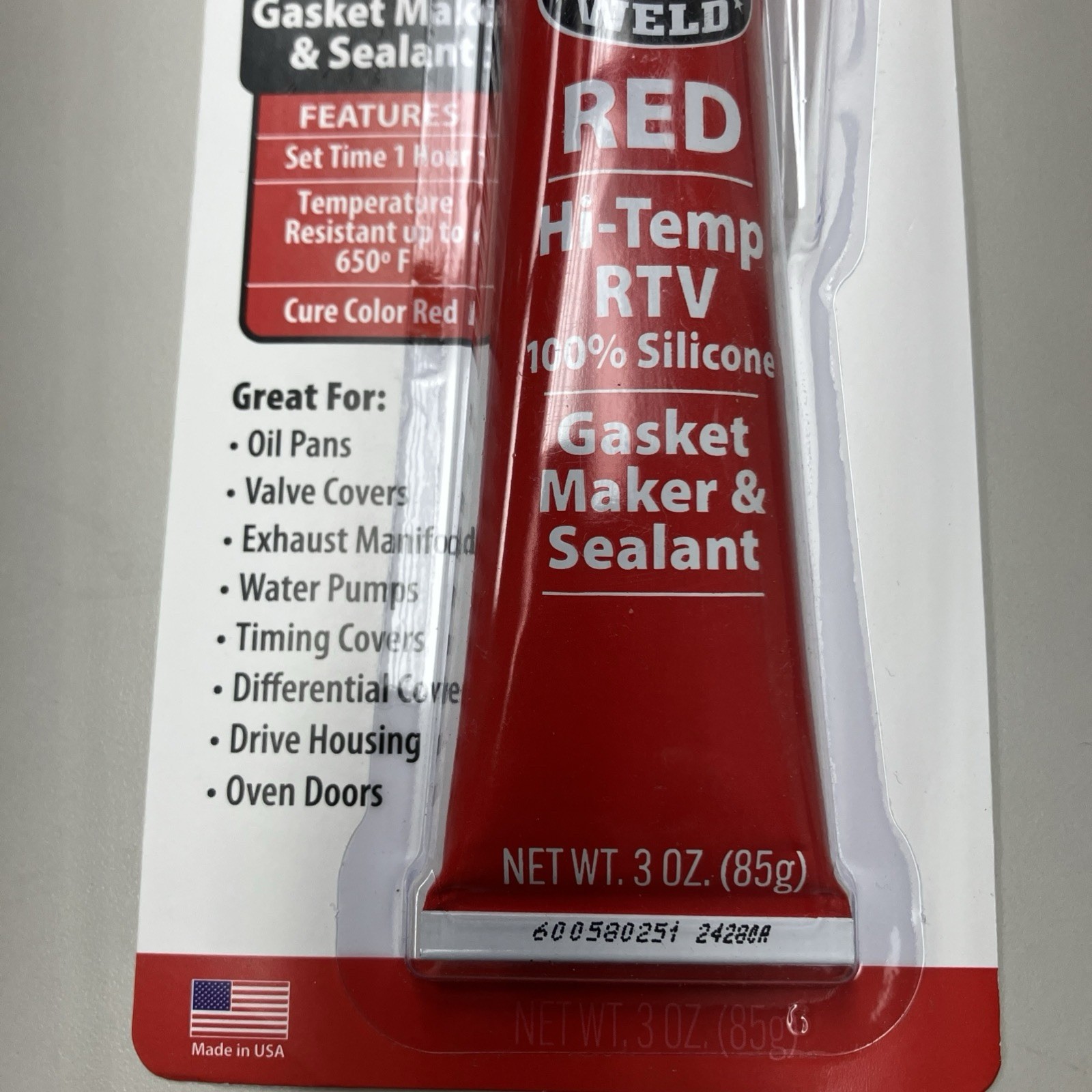 JB Weld 31314 High Temperature Red Acetoxy Silicone Sealant 3 Oz Free Shipping