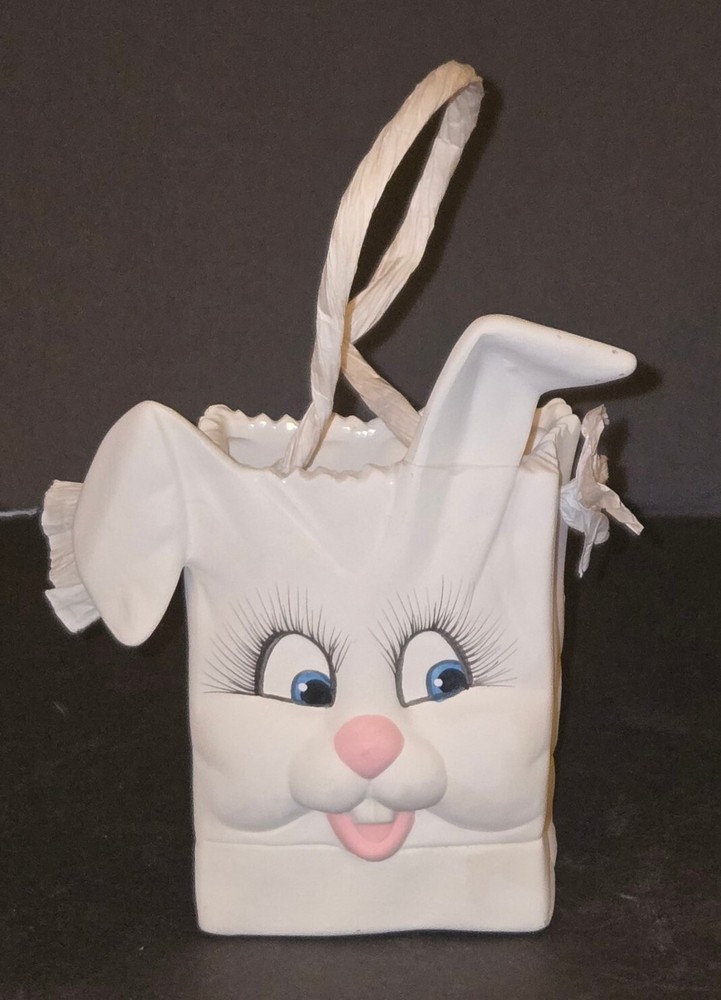 Easter Bunny Rabbit Spring Ceramic Bag Anthropomorphic Scioto Mold 5.25"