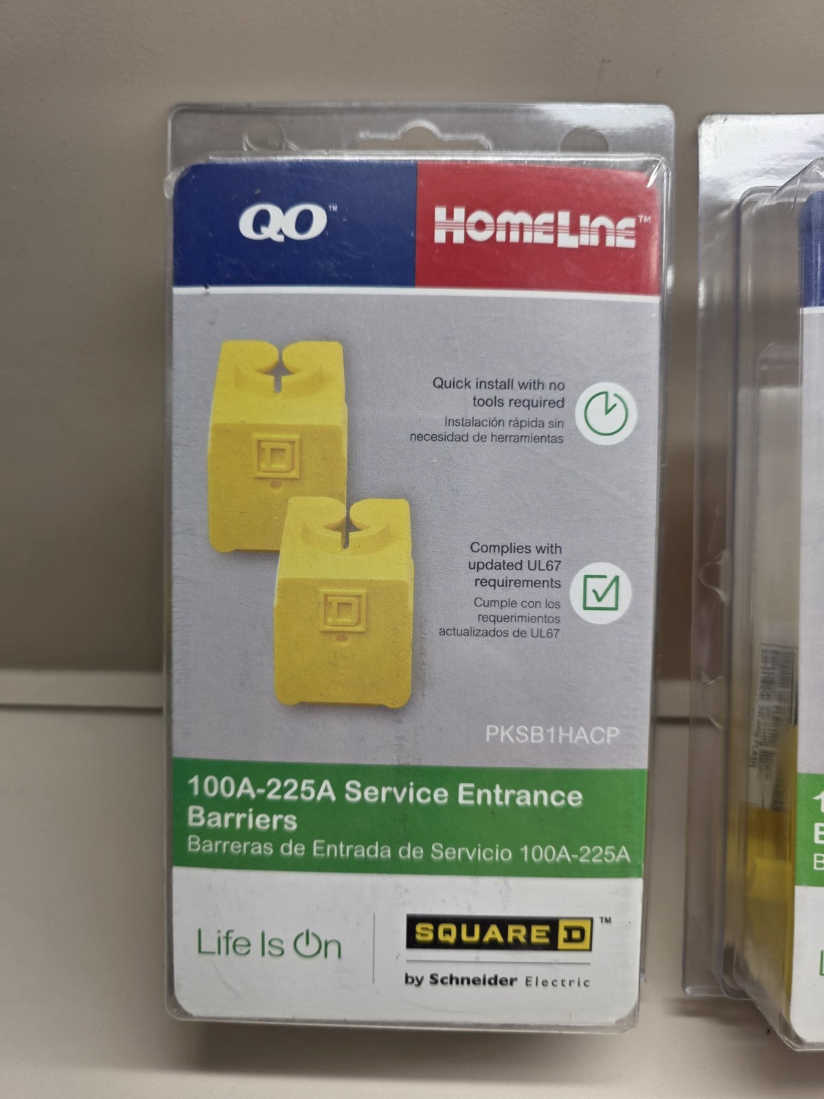 NEW- 2 Packs Square D 100 AMP- 225 AMP Service Entrance Barriers, PKSB1HACP