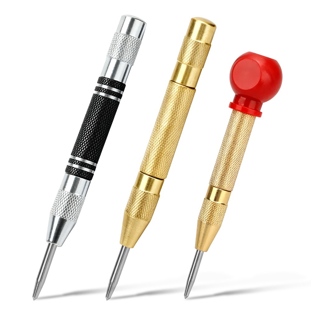 3PCS Automatic Center Punch Strike Spring Loaded Marking Starting Hole Tool Set