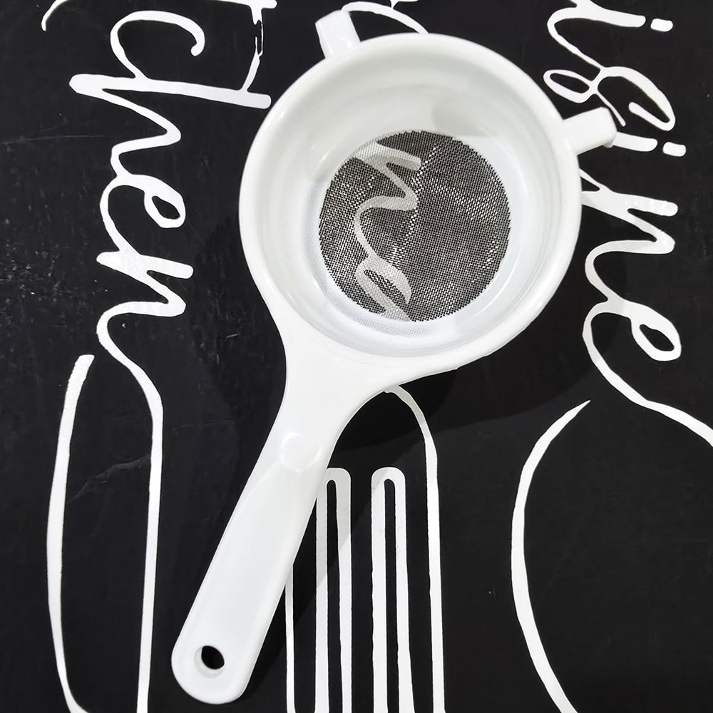 Plastic Strainer White 6.75" – Fine Mesh Kitchen Strainer with Handle | Light...