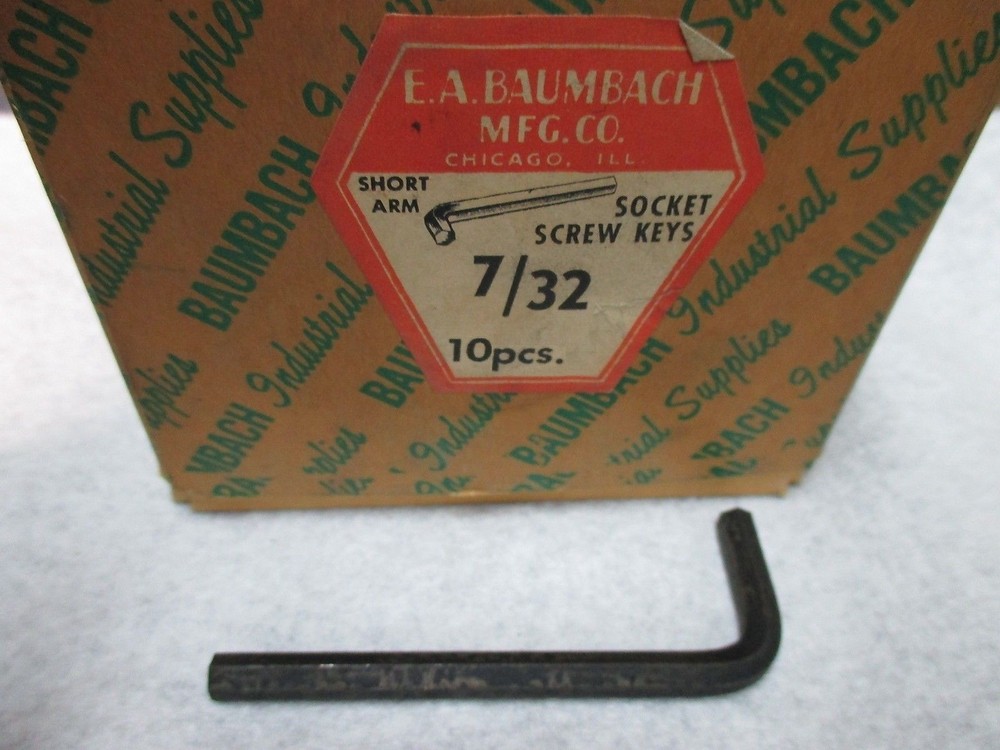 7/32" SHORT ARM SOCKET SCREW KEYS 10 PCS BAUMBACH (LL1934)