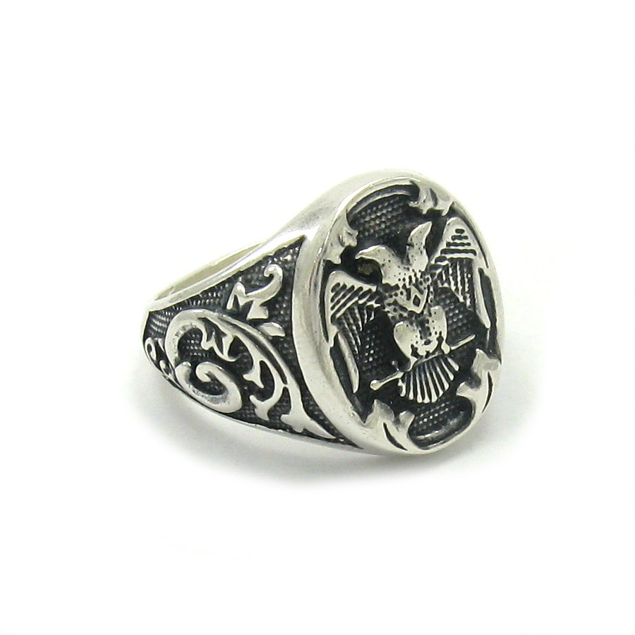 Genuine Sterling Silver Men's Ring Solid 925 Double Headed Eagle Handmade