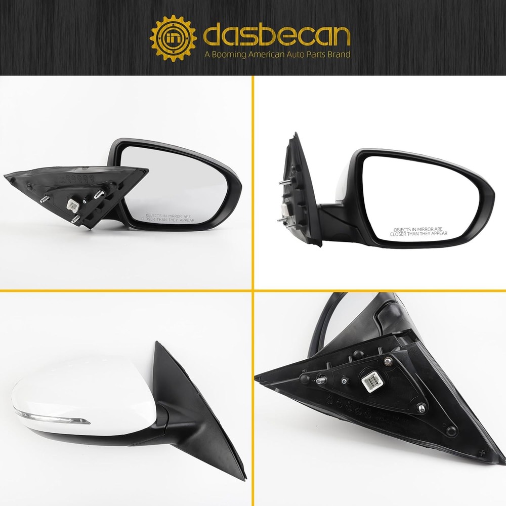 Dasbecan Passenger Side Mirror Compatible with 2011 2012 2013 Right, white