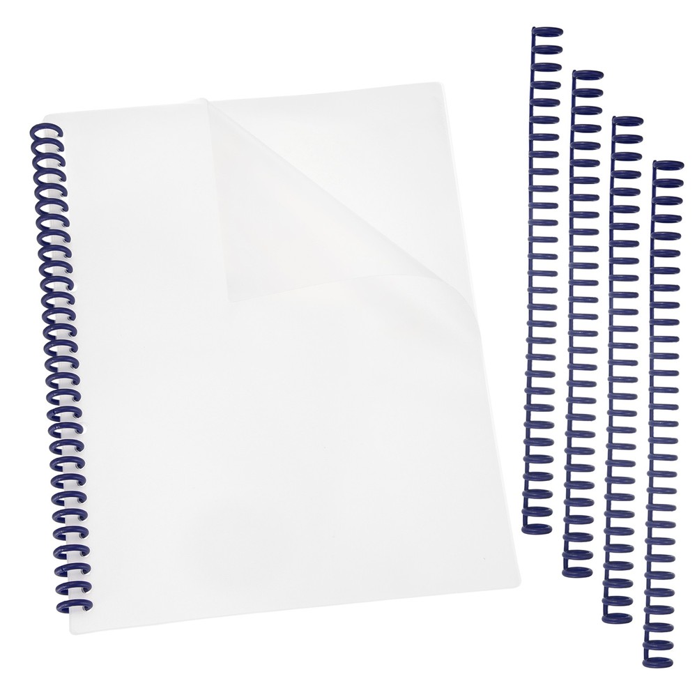 10Pcs Clear Presentation Binding Covers with 5Pcs 12mm Combs Kit, Dark Blue