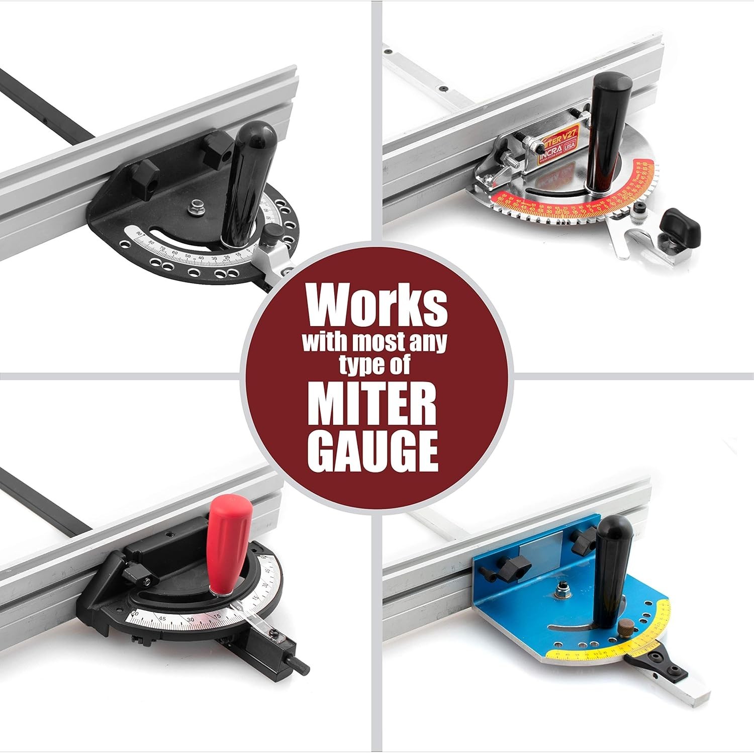 Universal Aluminum Miter Gauge Fence with an Aluminum Flip Stop