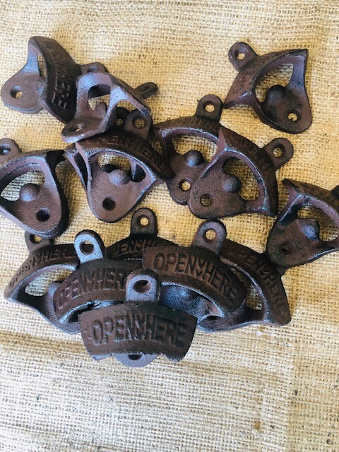 100 Rustic Cast Iron OPEN HERE Wall Mounted Beer Bottle Openers Bar Work Kitchen