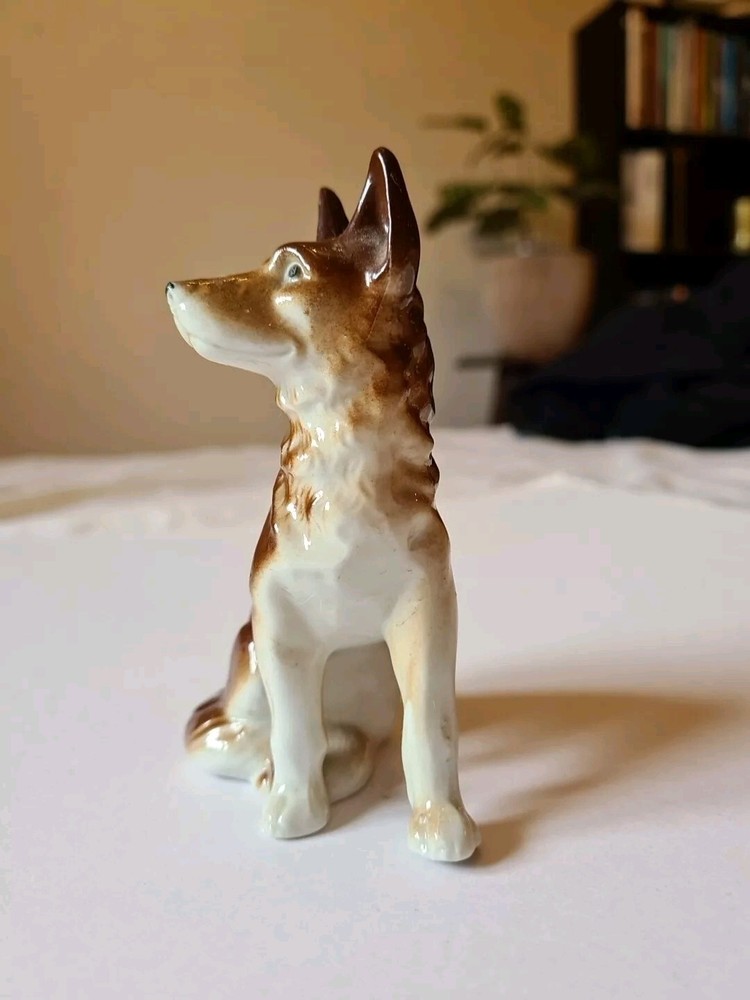 Vintage German Shepherd Ceramic Statue