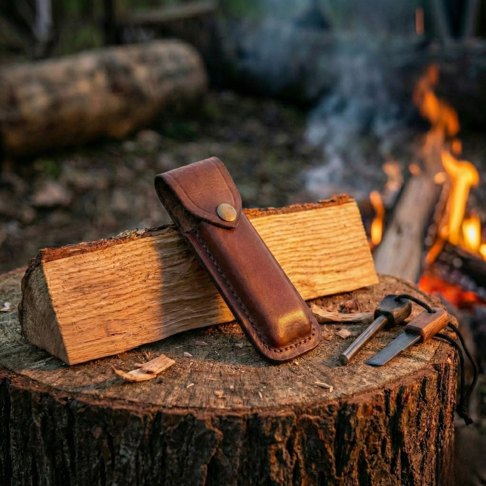 Leather Knife Sheath Belt Pouch Fits Buck 110 Folding Valentine's Gift For Him