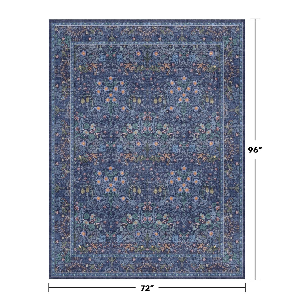 Protect Floors While Adding Style - 6x8 Dark Blue Washable Rug