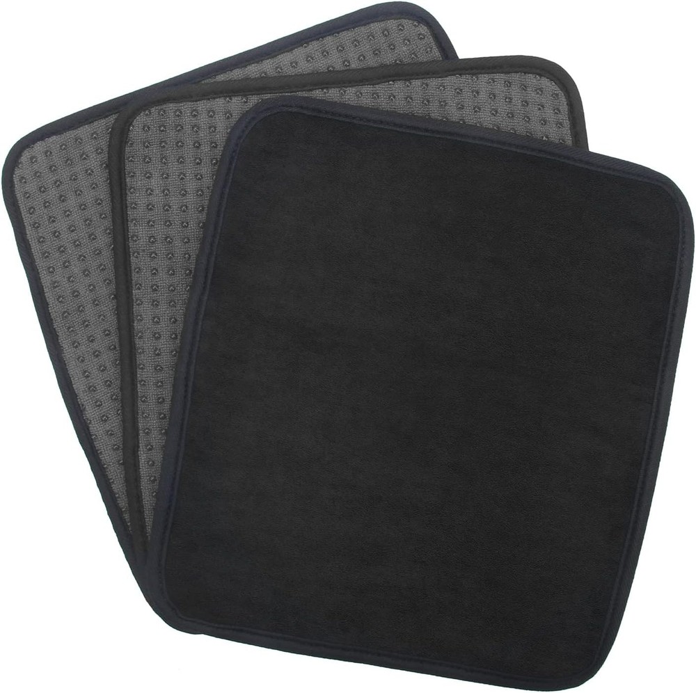 3 Pack Bowling Ball Towels, 10" x 8" Microfiber Shammy Small, Black