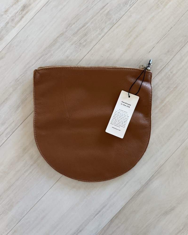 NWT Baggu Leather Zippered 'U' Pouch, OS