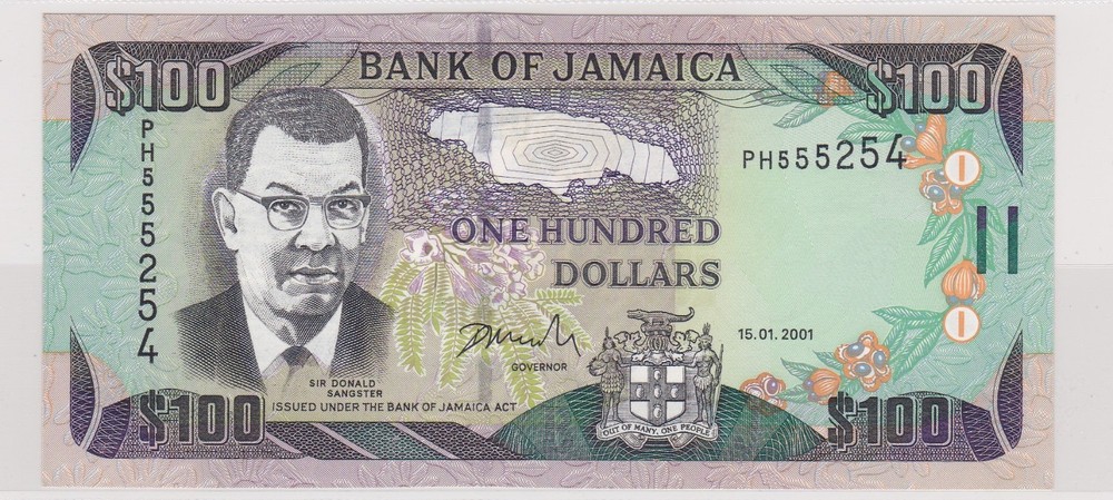 Jamaica 100 Dollars 2001 P-80a UNC