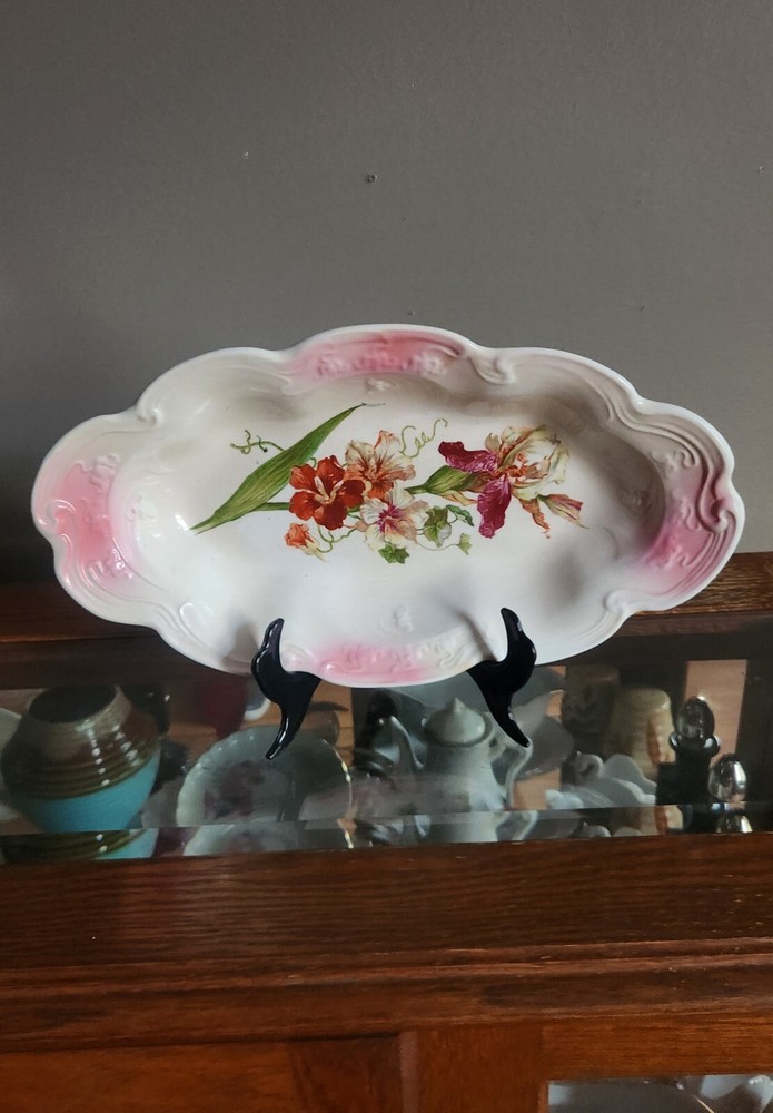 C.P. DIXIE Co. 13"×6⅞" Flowered Oval Serving Dish