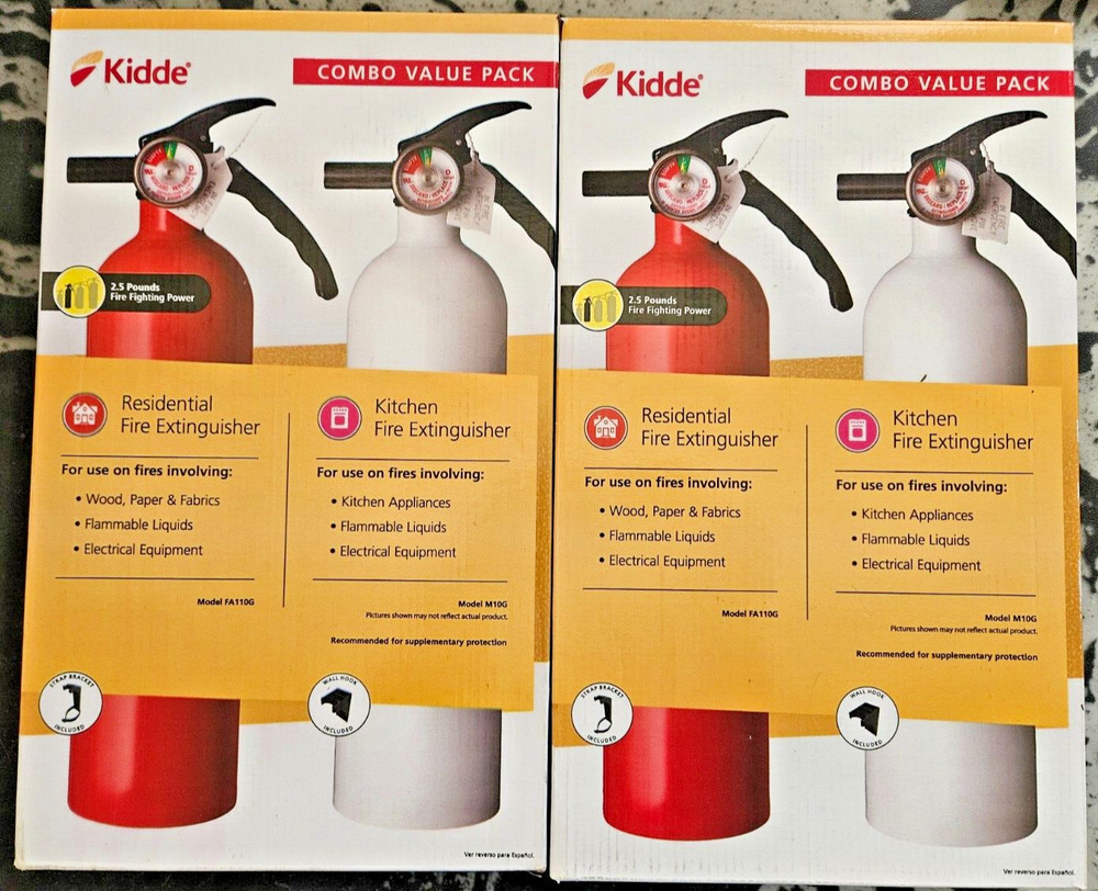 Kidde Basic Use and Kitchen Fire Extinguishers With Mountin Bracket 2Pc. 2 Pack