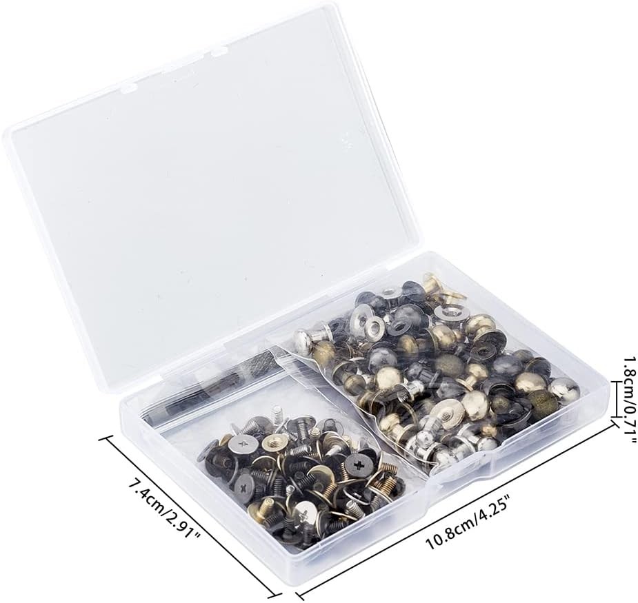 64 Sets 4 Colors Button Studs, 7 8 9 10mm Metal Studs Rivets Screwback Spots ...