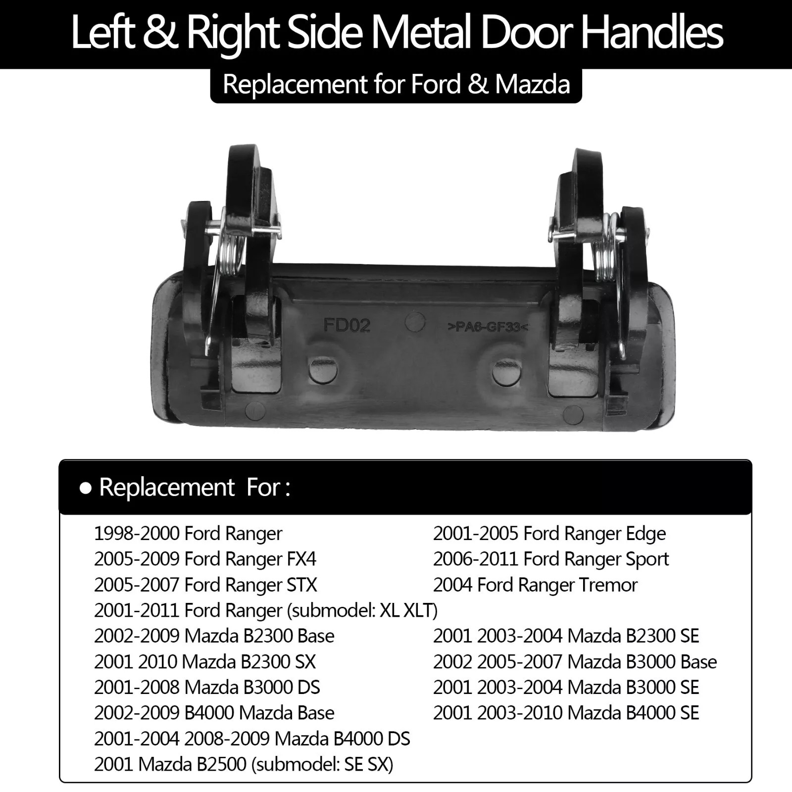 Metal Exterior Door Handle Driver Passenger Side Kit Fit 98-11 Mazda Ford Ranger