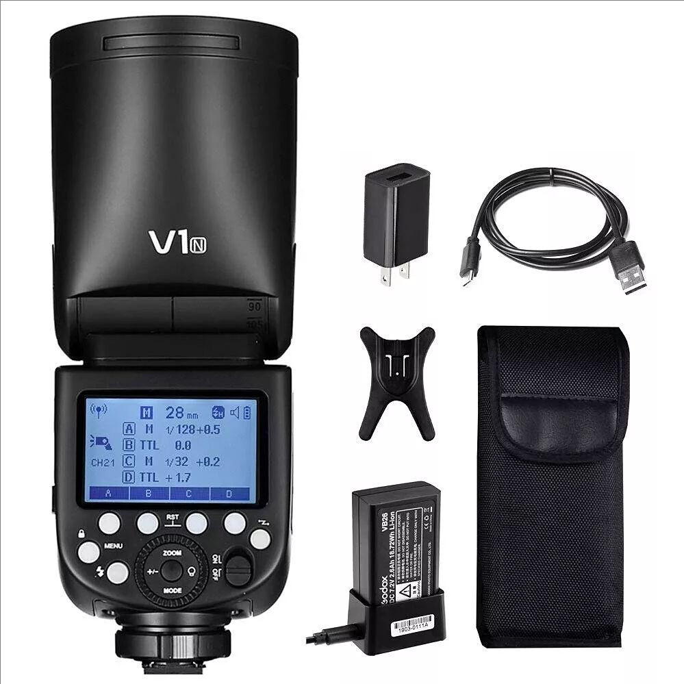 US Godox V1N V1-N 2.4G TTL HSS Round Head Camera Flash Light Speedlite For Nikon