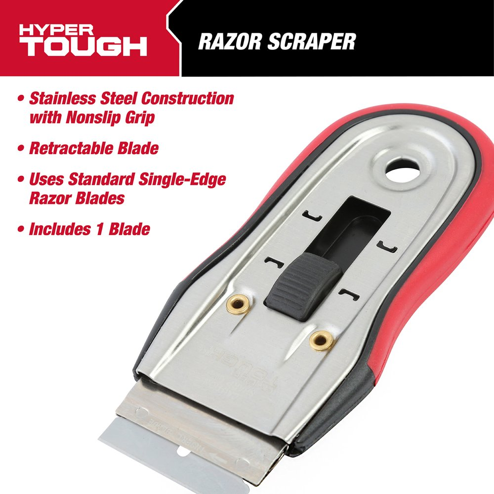 Stainless Steel Razor Scraper with Soft Grip Handle Retractable Blade Trimming