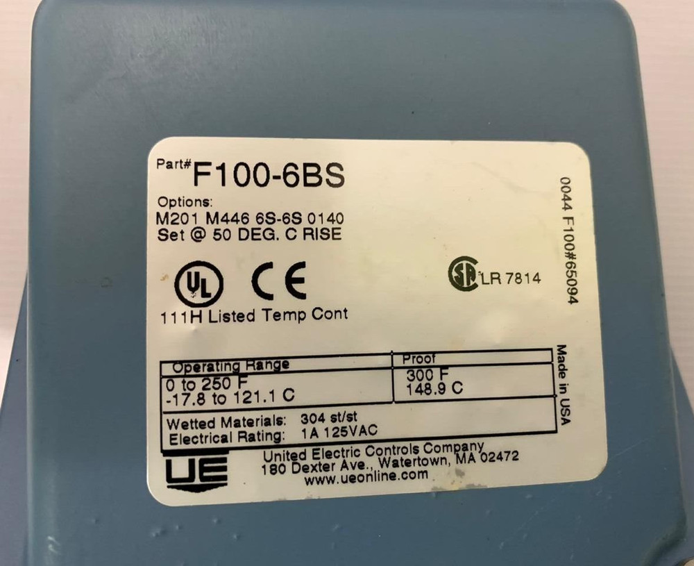 United Electric Controls / Temperature Controller / F100-6BS